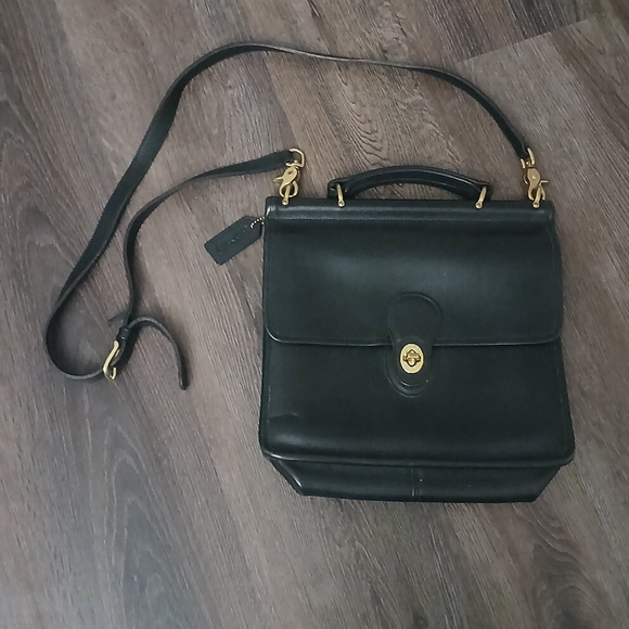 Vintage Coach Willis Bag 9927 Black Leather Handbag - Picture 1 of 12